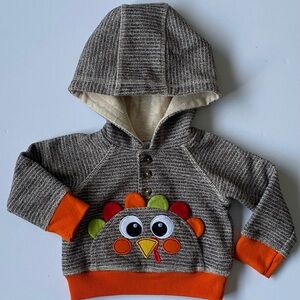 Thanksgiving Turkey Hoodie Size 6 Months Sweatshirt EUC Baby Girls Boys Pullover